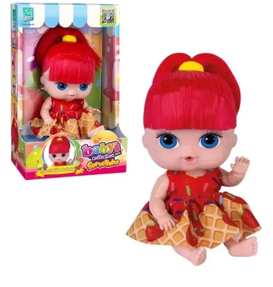 607 BONECA BABYS COLLECTION MINI SORVETINHO MORANGO