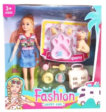 GK2381 BONECA C/ PET E ACESSORIOS NA CX 26X24CM