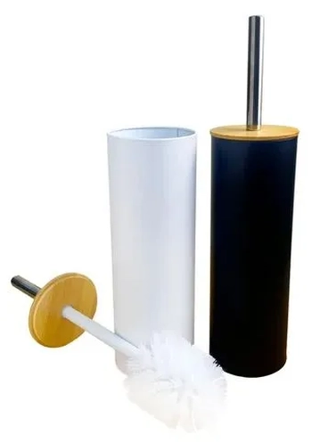 UBA018 ESCOVA SANIT.SUPORTE METAL/BAMBU 10X37CM