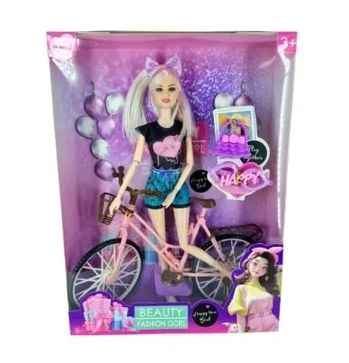 GK3337 BONECA FASHION C/ BICICLETA E ACESSORIOS 32X24CM