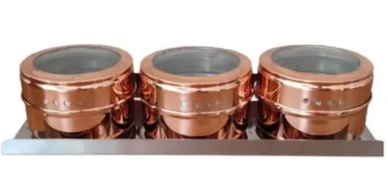 4393 CJ 3 PORTA CONDIMENTOS INOX MAGNETICO ROSE