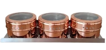 4393 CJ 3 PORTA CONDIMENTOS INOX MAGNETICO ROSE