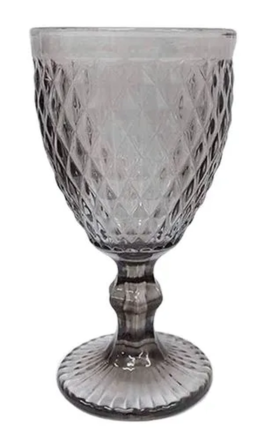 CJ 2 TACAS VIDRO BICO DE ABACAXI CINZA 325ML