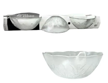 WG21851 CJ 3 BOWL  VIDRO FOGLIA TRANSPARENTE 12.5CM