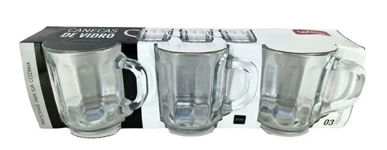 WG21949 CJ 3 CANECAS VIDRO CARMINE TRANSPARENTE 245ML