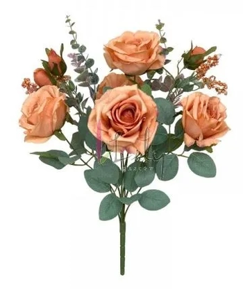 FG-0031LR BUQUE ROSA COM EUCALIPTO -LARANJA