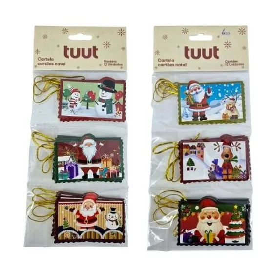 27550 CARTELA CARTOES NATAL 6.5X4CM C/12