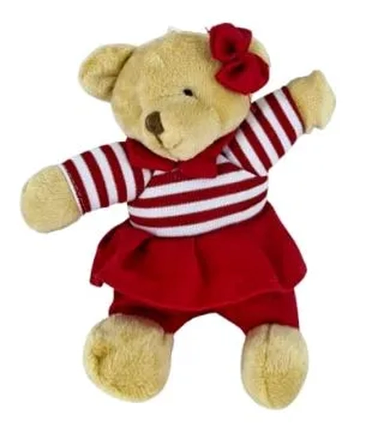 30582 ENFEITE ARV. URSO TECIDO 15CM LISTRADO