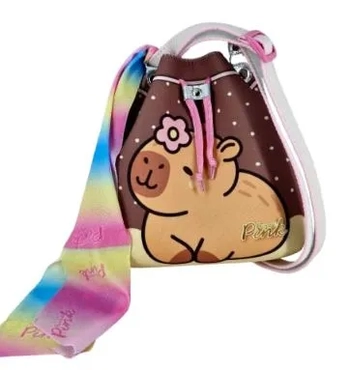 B5145 BUCKET CAPIVARA FLOR FUNDO MARROM POA