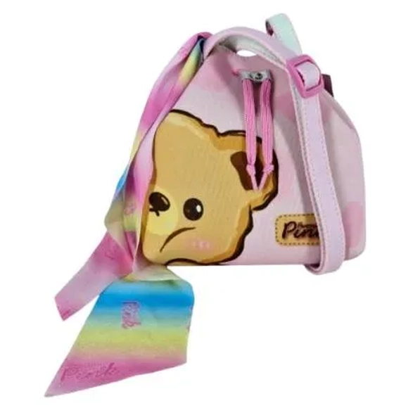 B5438 BUCKET FUNDO ROSA TAMPA MARROM URSO