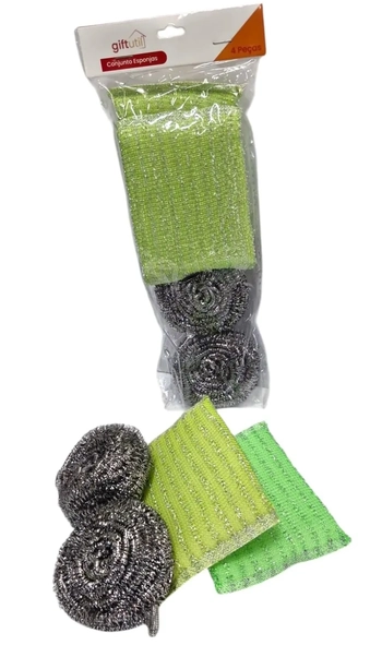 GU5287 CONJUNTO ESPONJA C/04 PEÇAS
