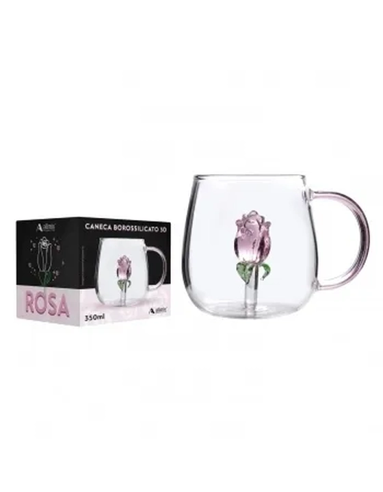 223047 CANECA BOROSSILICATO 3D 350ML LUVA COM 1 - ROSA