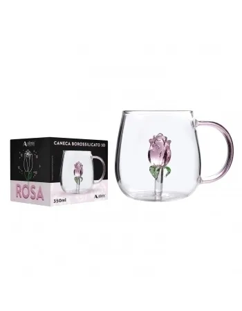 223047 CANECA BOROSSILICATO 3D 350ML LUVA COM 1 - ROSA