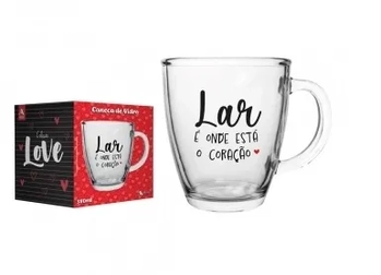 111418 CANECA CONICA DE VIDRO LOVE 380 ML LUVA COM 1 - LAR