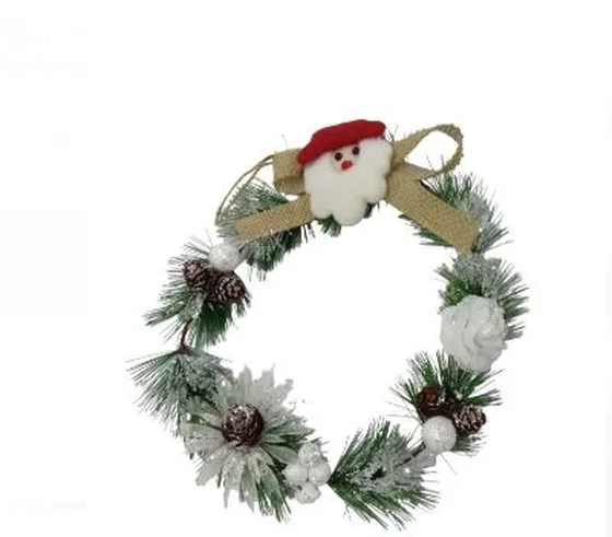 860169 GUIRLANDA NATALINA DECORADA C/PINHA E PAPAI NOEL 21CM