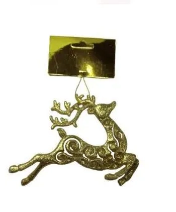 860193 ENFEITE RENA DOURADA C/GLITER 14X2.5X12CM