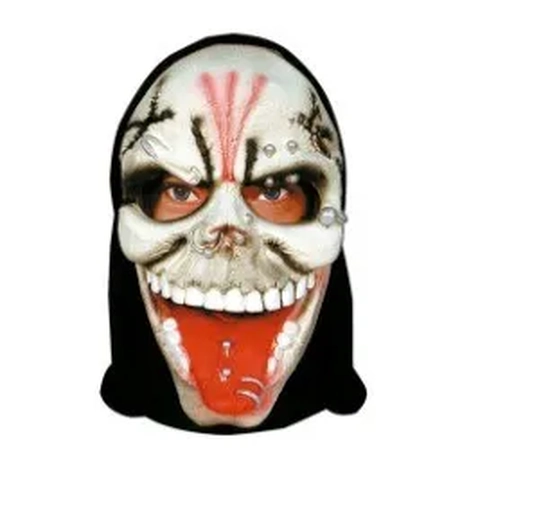 709 MASCARA LATEX C/CAPUZ CAVEIRA C/PIERCING