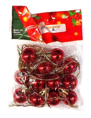 839637 BOLA DE NATAL LISA 2CM VERMELHA C/12