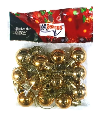 839638 BOLA DE NATAL LISA 2CM DOURADA C/12
