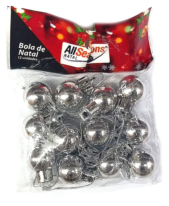 839639 BOLA DE NATAL LISA 2CM PRATA C/12