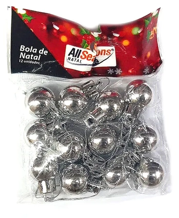 839639 BOLA DE NATAL LISA 2CM PRATA C/12