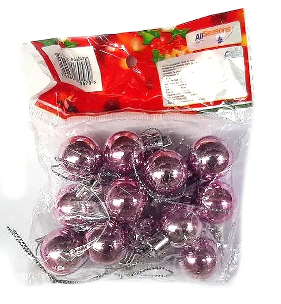 839642 BOLA DE NATAL LISA 2CM ROSA C/12
