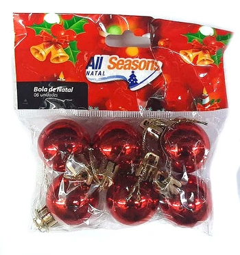 839645 BOLA DE NATAL LISA 3CM VERMELHA C/6
