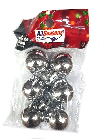 839647 BOLA DE NATAL LISA 3CM PRATA C/6