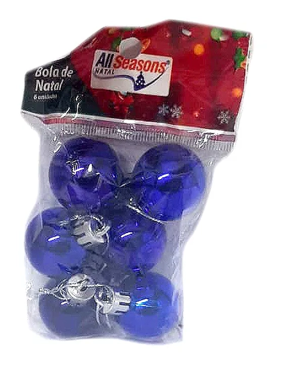 839648 BOLA DE NATAL LISA 3CM AZUL C/6