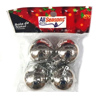 839655 BOLA DE NATAL LISA 4CM PRATA C/4