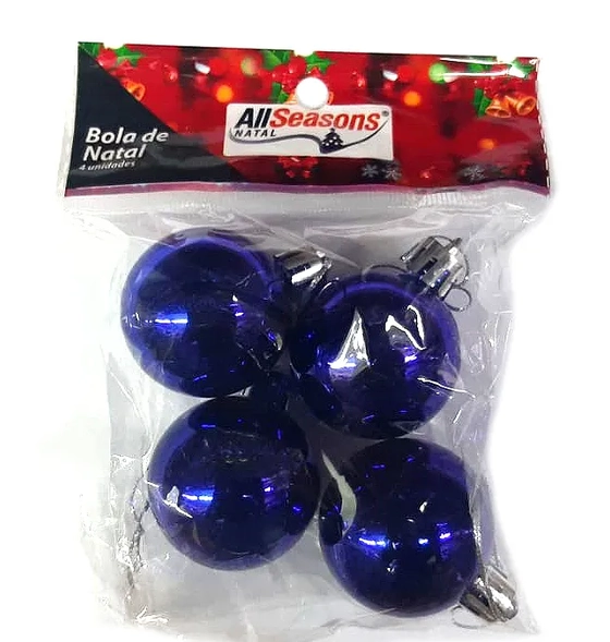 839656 BOLA DE NATAL LISA 4CM AZUL C/4