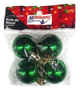 839657 BOLA DE NATAL LISA 4CM VERDE C/4