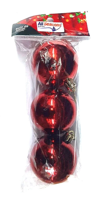 839661 BOLA DE NATAL LISA 5CM VERMELHA C/3