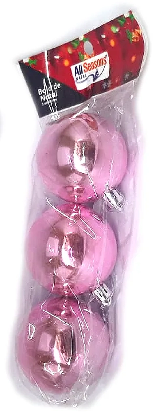 839674 BOLA DE NATAL LISA 6CM ROSA C/3