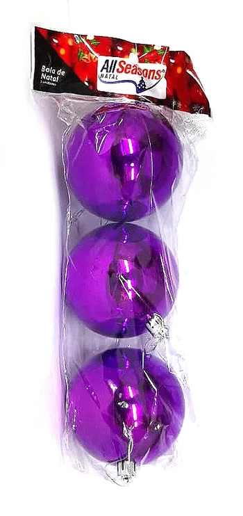 839676 BOLA DE NATAL LISA 6CM ROXO C/3