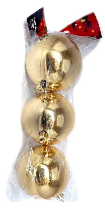 839678 BOLA DE NATAL LISA 8CM DOURADA C/3