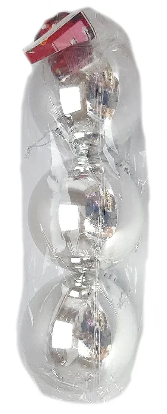 839679 BOLA DE NATAL LISA 8CM PRATA C/3