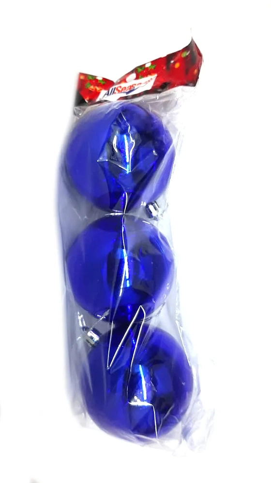 839680 BOLA DE NATAL LISA 8CM AZUL C/3