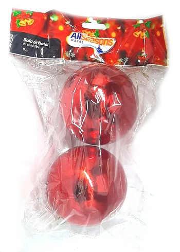 839685 BOLA DE NATAL LISA 10CM VERMELHA C/2