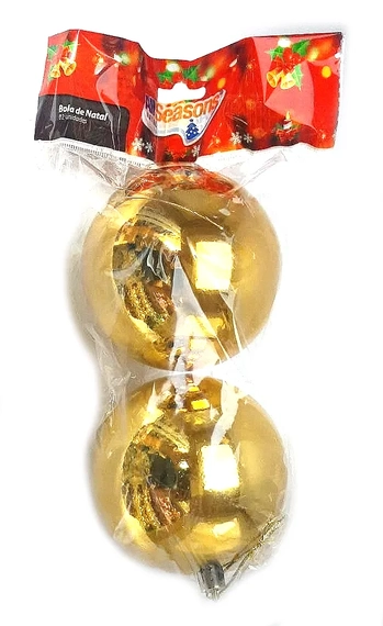 839686 BOLA DE NATAL LISA 10CM DOURADA C/2