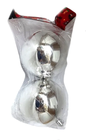 839687 BOLA DE NATAL LISA 10CM PRATA C/2