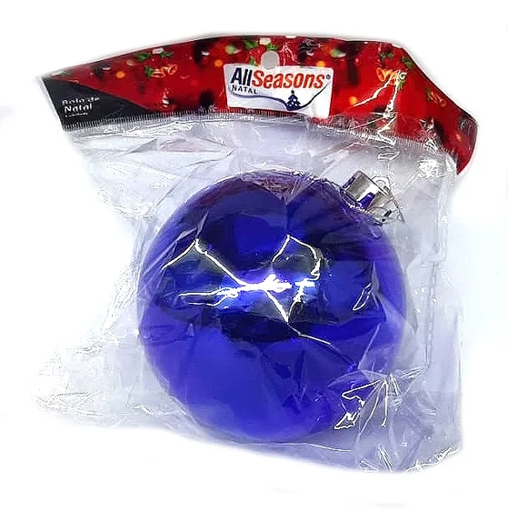 839704 BOLA DE NATAL LISA 15CM AZUL C/1