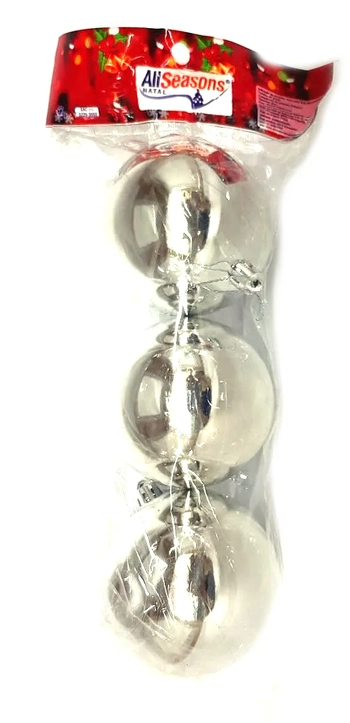 839671 BOLA DE NATAL LISA 6CM PRATA C/3