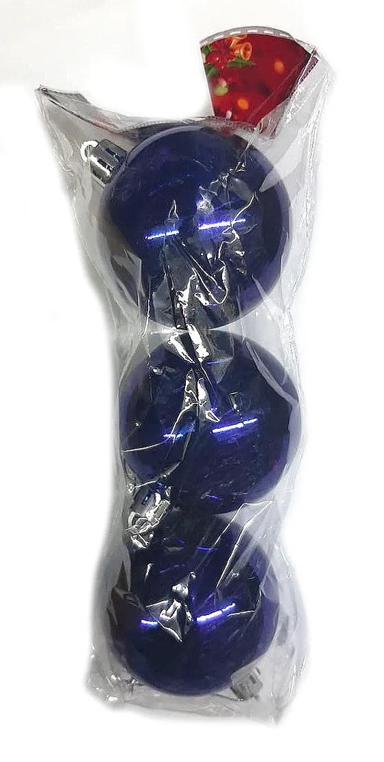 839672 BOLA DE NATAL LISA 6CM AZUL C/3