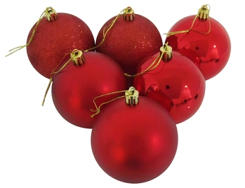 839874 BOLA TUBO MISTA 8CM VERMELHA C/6