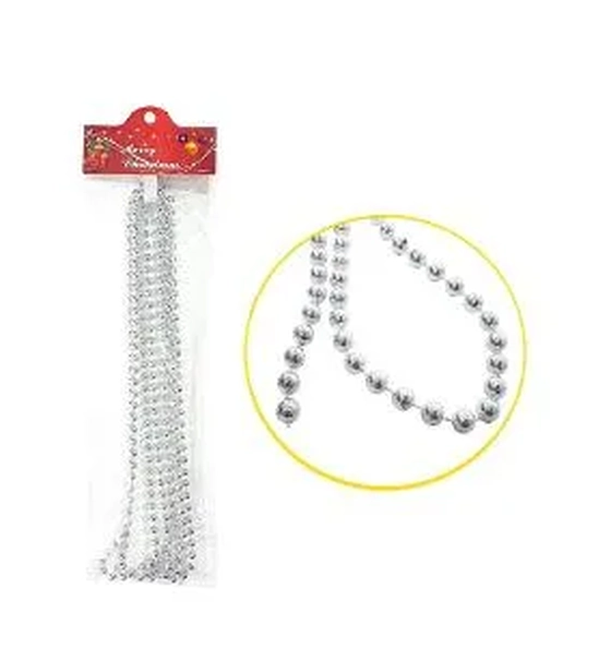 839975 ENFEITE CORRENTE BOLINHA 8MM/1.80M C/1 PRATA