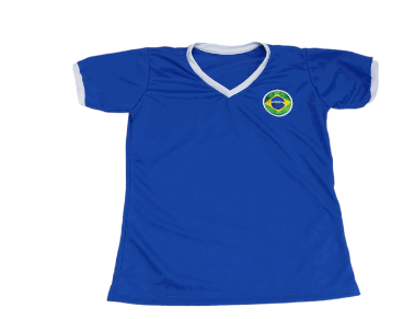 AZ-G CAMISA AZUL GOLA V E PUNHOS BRANCOS