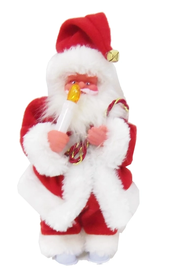 840082 PAPAI NOEL ELETRONICO C/VELA ROUPA LUXO 24CM