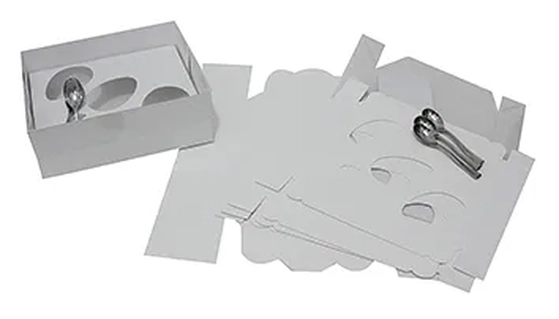 P0104 CAIXA P/ 3 OVOS 80/100 GR BRANCO C/5 S/COLHER