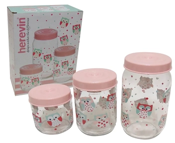 051089 CONJUNTO DE POTES 3PCS CORUJA